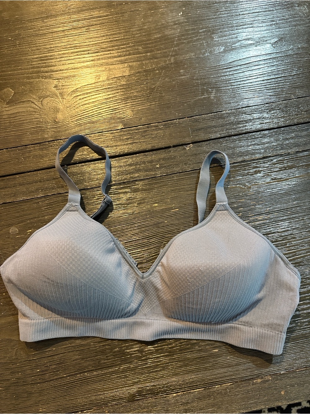 Hanes Light Grayish Blue Wireless Seamless Bra - Soft Everyday Support